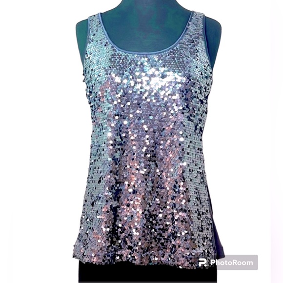 Nwot Express sequined tank.  Size small front dark grey with sequins back plain. - Picture 1 of 8